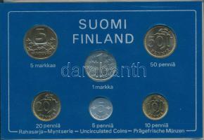 Finnország 1982. 5p - 5M (6xklf) forgalmi sor műanyag tokban T:AU Finland 1982. 5 Pennia - 5 Markkaa (6xdiff) coin set in plastic case C:AU
