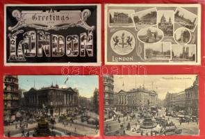 LONDON - 122 db RÉGI város képeslap gyűrűs mappában / 122 pre-1945 town postcards in a modern album