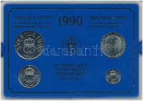 Svédország 1990. 10ö - 5K (4xklf) forgalmi sor műanyag tokban T:AU Sweden 1990. 10 Öre - 5 Kronor (4xdiff) coin set in plastic case C:AU
