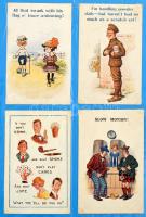 150 db RÉGI motívum képeslap gyűrűs mappában: közte humor / 150 pre-1945 motive postcards in a moder...