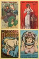 150 db RÉGI motívum képeslap gyűrűs mappában: közte humor / 150 pre-1945 motive postcards in a moder...