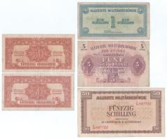 Ausztria / Szövetséges megszállás 1944. 50gr (2x) + 1Sch + 5Sch + 50Sch T:F Austria / Allied occupation 1944. 50 Groschen (2x) + 1 Schilling + 5 Schilling + 50 Schilling C:F Krause P#102, P#103, P#105, P#109