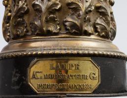 Szecessziós réz lámpatest, sérüléssel, m: 33 cm