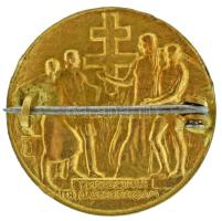 ~1930-1940. "Keresztény Magyarországért!" részben zománcozott bronz jelvény vízszontes tűv...