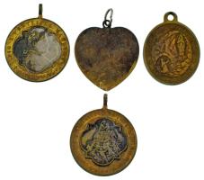 ~1850-1900. 4db klf fém vallási medál, közte "Loretói Madonna", "X. Pius" T:XF ~1850-1900. 4pcs of diff metal religious medal, with "Madonna di Loreto", "Pius X" C:XF