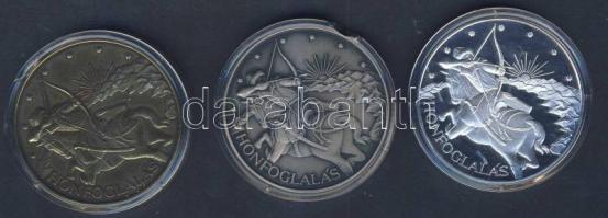 1996. "Millecentenárium" 3db klf ffém emlékérem, ezüstözött, bronzpatinázott, ezüstpatináz...