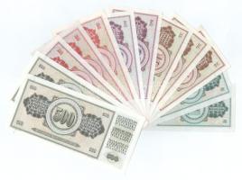 Jugoszlávia 1965-1986. 5D - 500D (5xklf,12db), közte 1968. 5D (2x) sorszámkövetők "CT 713718 - ...