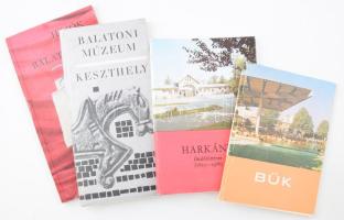4 db Balatonnal, fürdőkkel kapcsolatos kiadvány: Keszthely, Balatoni múzeum, Hajók a Balatonon, Harkány, fürdőtörténet, Bük