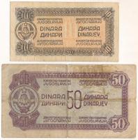 Jugoszlávia 1944. 10D + 50D T:VG
Yugoslavia 1944. 10 Dinara + 50 Dinara C:VG
Krause P#50, P#52