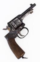 L. Gasser Patent Wien osztrák gyártmányú revolver, cca. XIX. sz. vége-XX. sz. eleje, jelzett, a fegyver több részén is beütött sorozatszámmal, korának megfelelő állapotban, kissé rozsdafoltos, 23x16 cm // L. Gasser Patent Wien Austrian revolver, ca. late 19th - early 20th century, marked, with serial number on several parts, with slight wear and rust stains