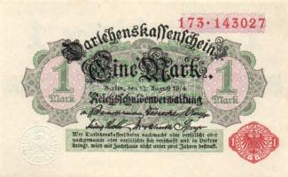 Német Birodalom/Császárság 1914. 1M (17x) piros pecséttel T:I