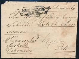 ~1840 Cover with 14kr postage due "SELMECZBÁNYA" - Pele, ~1840 Levél 14kr portóval "SELMECZBÁNYA" - Pele