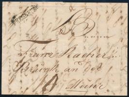 1835 Levél teljes tartalommal, 10kr portóval "PRESSBURG" - Bruck an der Muhr, 1835 Cover with 10kr postage due and full content, "PRESSBURG" - Bruck an der Muhr