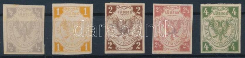 Ónémet állam - Lübeck 1859 Mi 1-5 (Mi EUR 100.-) (3 bélyeg ablakos / 3 stamps with thin paper)