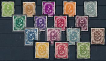 NSZK 1951 Postakürt sor Mi 123-138 RRR! az NSZK kulcssora ( Mi EUR 2.200.-) (Mi 123-125 ujjlenyomat / fingerprints)