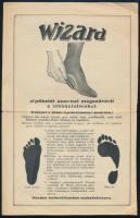1940 Bp. IV. Keleti János orvosi műszer- és kötszergyár, Wizard cipőbetét reklámlap, hajtott