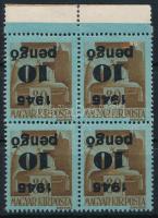 1945 Kisegítő 10P/80f négyestömb fordított felülnyomással (100.000)
