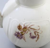 cca 1880-1900, virágmintás porcelán mosdókancsó, számozott, matricás, kopással, m: 30 cm