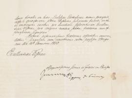 1853 Scitovszky János (1875-1866) hercegprímás, bíboros, esztergomi érsek által aláírt levél nagyvár...