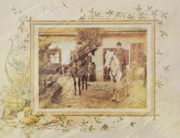 ca 1910 Megyei pandúrok lóháton. Dekoratív nagyméretű karton keretes fotó. 40x30 cm