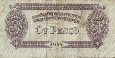 1944. "V.H." 1P (1x), 5P (2x), 10P (3x) egymásutáni sorszámmal T:II+,III