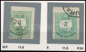 1874-1881 2 x 3kr extrán nagy méretekkel. Aranyérmes kiállítási anyagból. (ex Orbán, ex Sebestyén)