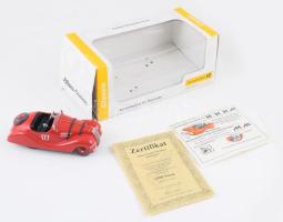 Schuco Examico Roadster modell autó, certifikáttal, leírással, dobozában.