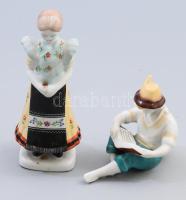 Hollóházi matyó lány és olvasó fiú, jelzett, hibátlan, m: 16,5 cm alatt