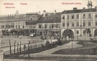 Eperjes main street with the Rákóczi house, the Court Palace, the Paris warehouse and the Moskovits shoeshop