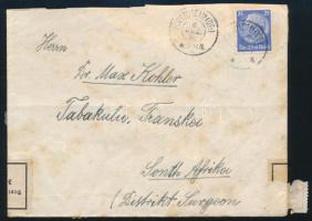 Deutsches Reich 1936 Levél Dél Afrikába Mi 522b egyes bérmentesítéssel Ritka szín! (Mi EUR 220.-). Certificate: Schlegel