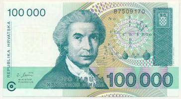 Horvátország 1993. 100.000D "B7509170" T:UNC Croatia 1993. 100.000 Dinara "B7509170" C:UNC Krause P#27