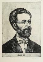 Sulyok Gabriella (1939-): Kármán Mór portréja. Rézkarc, papír, jelzett, 39,5×29 cm