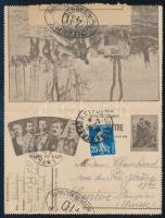 Franciaország 1916 Illusztrált tábori posta zárt levelezőlap díjkiegészítéssel, cenzúrázva Svájcba