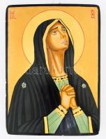Szent Rita kézzel festett modern ikon, kis kopással, 24x17 cm