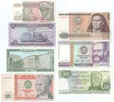 Vegyes 7db-os külföldi bankjegy tétel, benne Argentína DN(1979-1981) 500P + Libanon 1987. 5L + Peru 1987. 50I + 500I + 1988. 5000I + Zaire 1993. 1L + Irak 2003. 50D T:UNC-F szép papír Mixed 7pcs banknotes lot, including Argentina ND(1979-1981) 500 Pesos + Lebanon 1987. 5 Livres + Peru 1987. 50 Intis + 500 Intis + 1988. 5000 Intis + Zaire 1993. 1 Likuta + Iraq 2003. 50 Dinars C:UNC-F fine paper