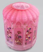 Viktoriánus angol kézzel festett többrétegű szaténüveg előszobai lámpa búra. Jelzés nélkül, minimáli...