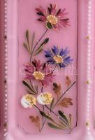 Viktoriánus angol kézzel festett többrétegű szaténüveg előszobai lámpa búra. Jelzés nélkül, minimáli...