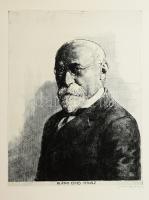 Csanády András (1929-): Bláthy Ottó portréja. Rézkarc, papír, jelzett. 40x29,5 cm