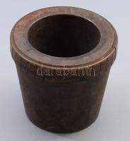 cca 1915 Töltényhüvelyből készült mozsár, m: 11 cm, d: 12,5 cm