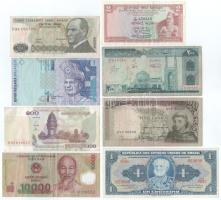 Vegyes 8db-os külföldi bankjegy tétel, közte Brazília, Ceylon, Malajzia, stb. bankjegyek T:F,VG, közte VF Mixed 8pcs banknotes lot, including Brasil, Ceylon, Malaysia, etc. banknotes C:F,VG, including an VF