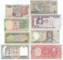 Vegyes 8db-os külföldi bankjegy tétel, közte Chile, India, Szingapúr, stb. bankjegyek T:F,VG, közte szép papír Mixed 8pcs banknotes lot, including Chile, India, Singapore, etc. banknotes C:F,VG, including fine paper