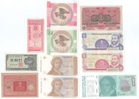 Vegyes 11db-os külföldi bankjegy tétel, közte Korea 1962. 50j T:AU,XF Mixed 11pcs banknotes lot, including Korea 1962. 50 Jeon C:AU,XF