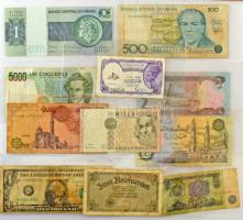 Vegyes 25db-os külföldi bankjegy tétel átlátszó műanyag dobozban, közte Brazília, Németország, Olaszország, stb. bankjegyek, közte 2db csekk + ~25db üres bankjegy fólia (vékony celofán anyagú) T:F,VG Mixed 25pcs banknotes lot in a plastic case, including Brasil, Germany, Italy, etc. banknotes, in it 2pcs cheque + ~25pcs empty banknote foil (like cellophane) C:F,VG