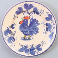 Pázmány kerámia kakasmintás falitál. Jelzett, d: 14 cm