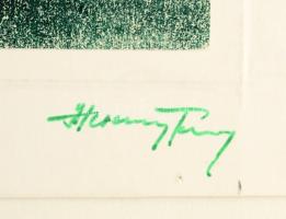 Hercsuth Ferenc (1942-): Absztrakt alkotás. Monotípia, papír, jelzett, 14x11 cm Hozzá fotó másolat