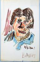Bada Tibor Dada (1963-2006): Kiszai (portré). Akvarell, papír. papír. Jelzett. Sérült. 73x44 cm