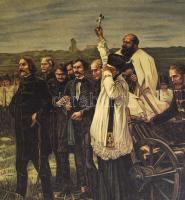 Thorma János: Az aradi vértanúk kivégzése nagy méretű litográfia, Könyves Kálmán Intézet, kartonon. ...