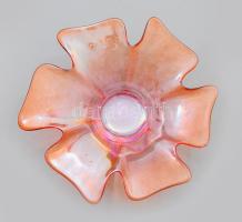 Üveg kínáló, irizáló felülettel, kopással, d: 16 cm