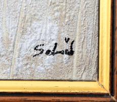 Sebők Lajos (?-?) No 57. (2015) Zománc, fémlap, jelzett, keretben. 19x20 cm