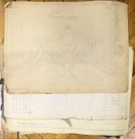 ca 1930 Nagy méretű bútortervek, szakrajzok. grafikák, kb 20 db . 40x65 cm